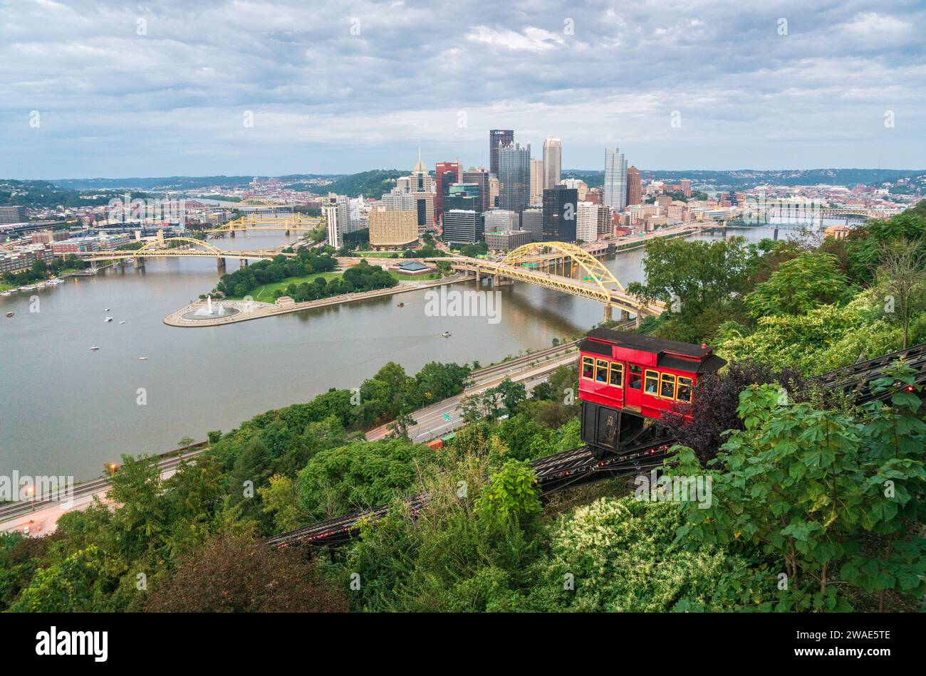 The Duquesne Incline in September, Pittsburgh, PA, USA Stock Photo