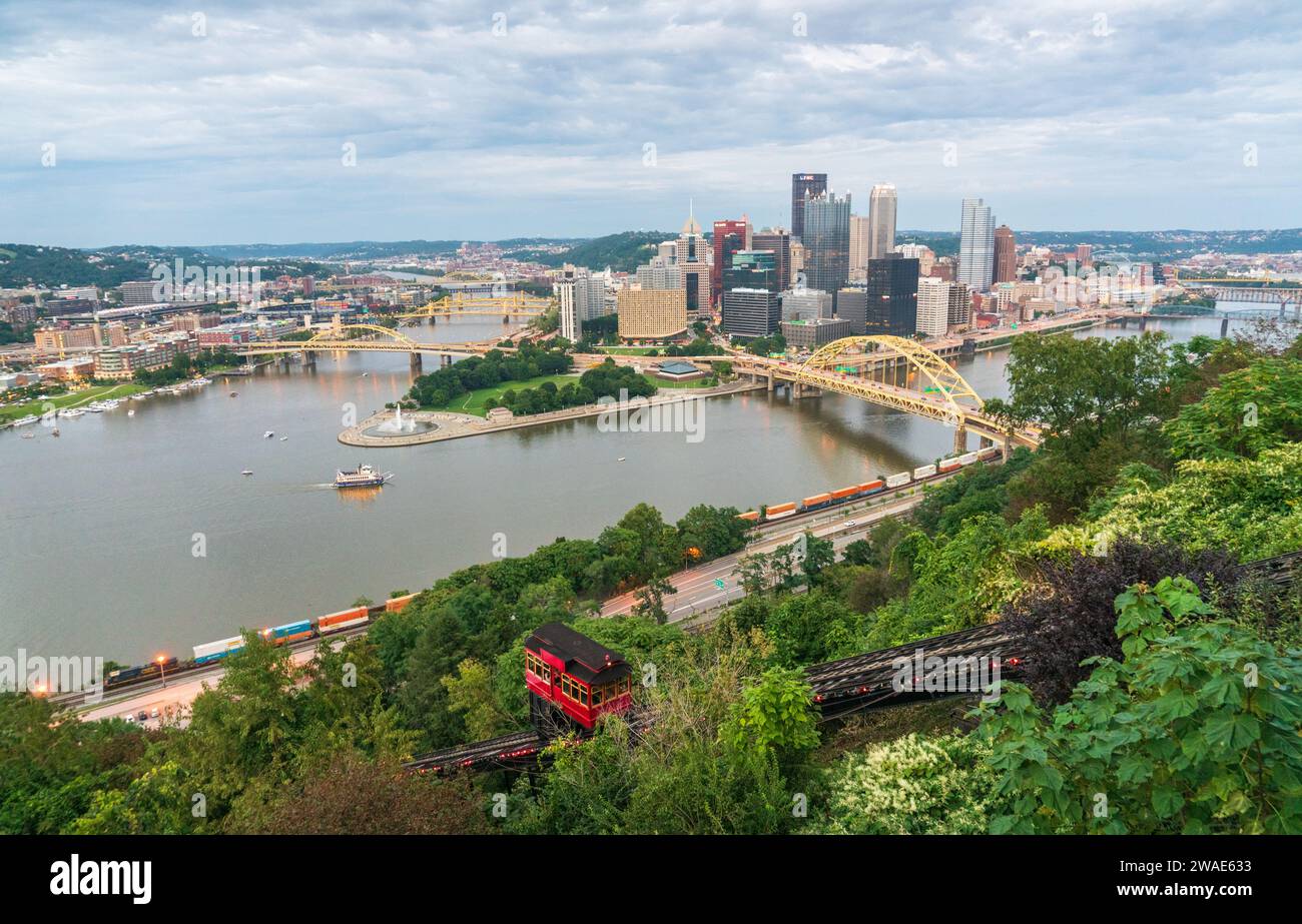 The Duquesne Incline in September, Pittsburgh, PA, USA Stock Photo