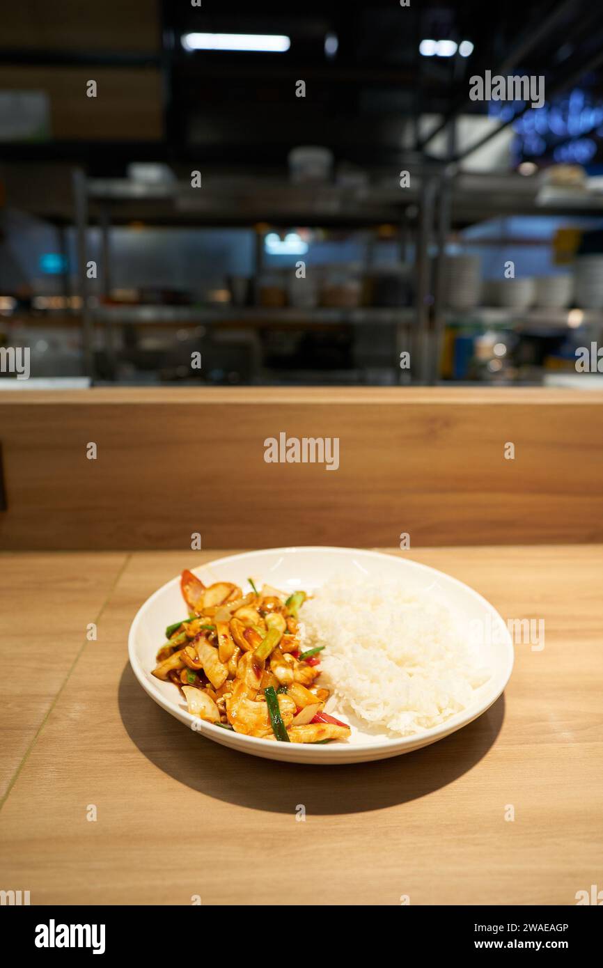 PHUKET, THAILAND APRIL 18, 2023 chicken and cashew nut fried rice