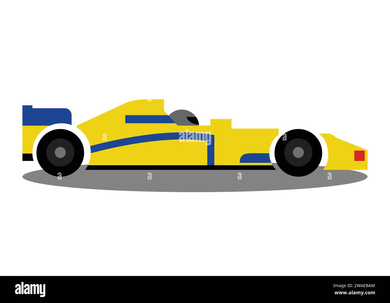 Flat illustration of yellow Go Kart with halo aka head guard. Race