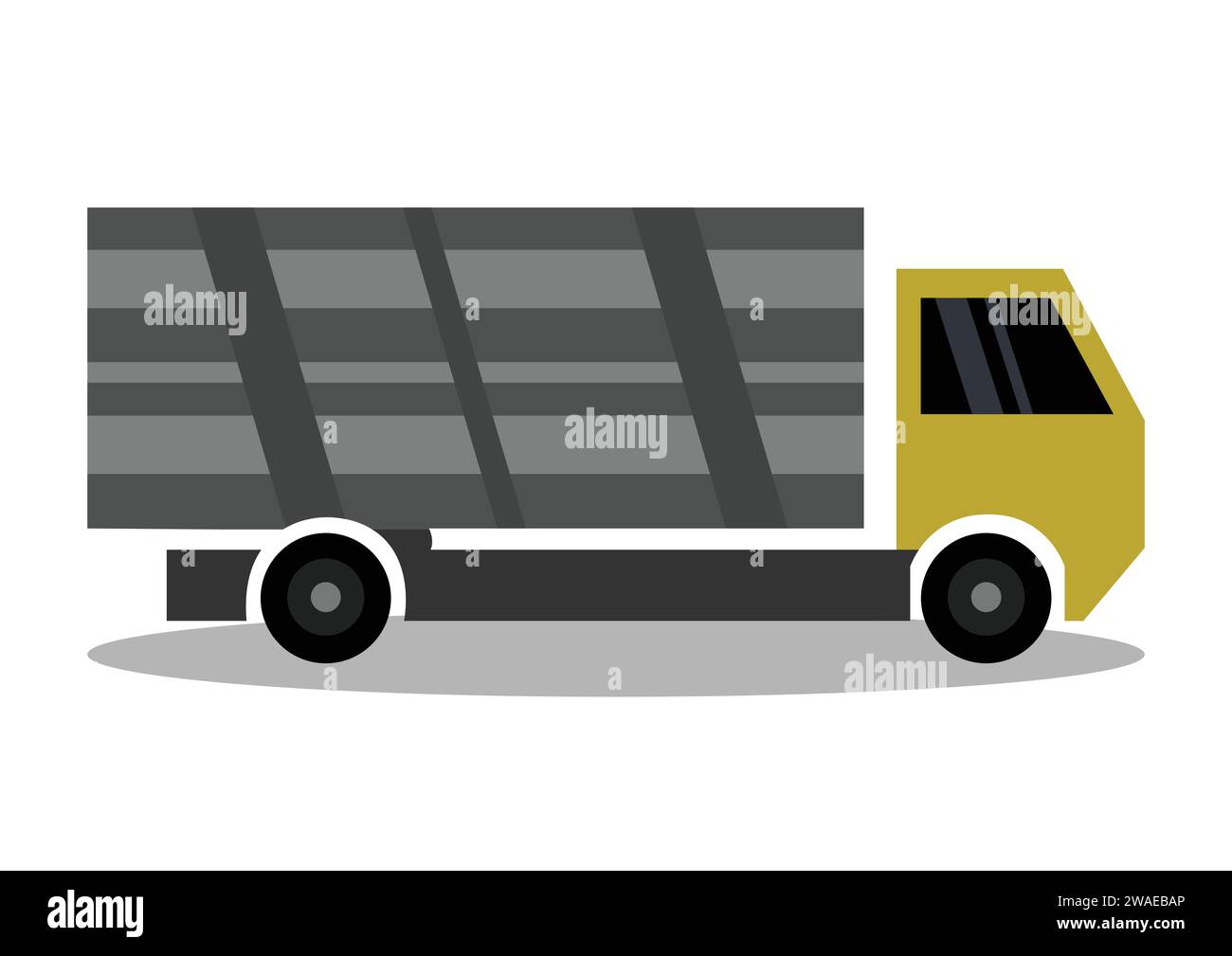 Flat illustration of delivery truck on white color background. Stock Vector