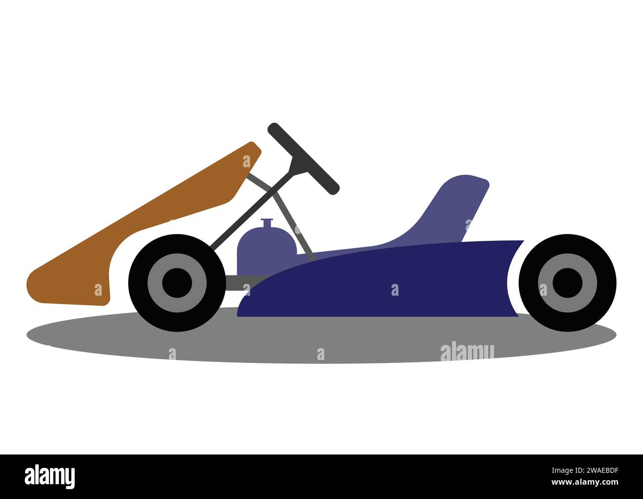 Flat illustration of brown color Go Kart. Stock Vector