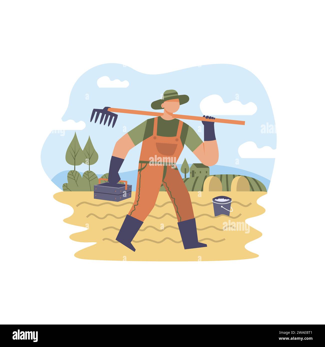 farmer flat illustration Stock Vector Image & Art - Alamy