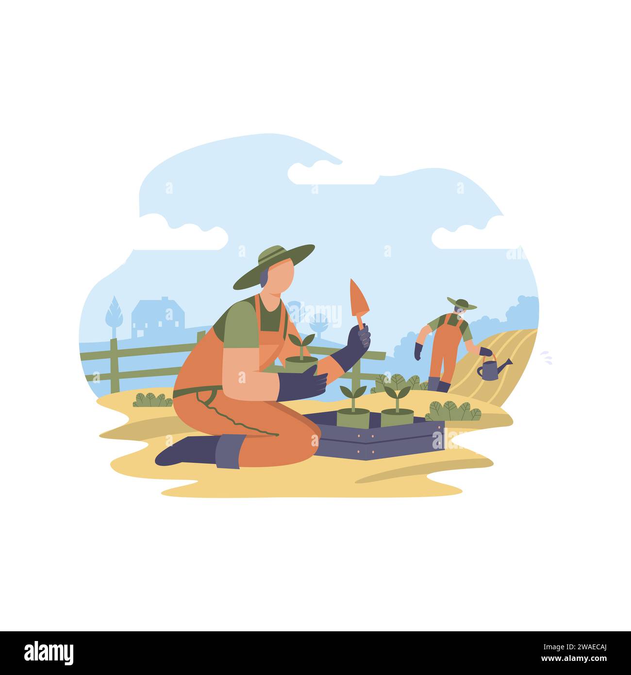 farmer flat illustration Stock Vector Image & Art - Alamy