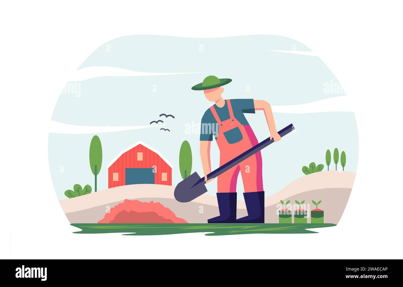 Farmer looking at the land Stock Vector Images - Alamy
