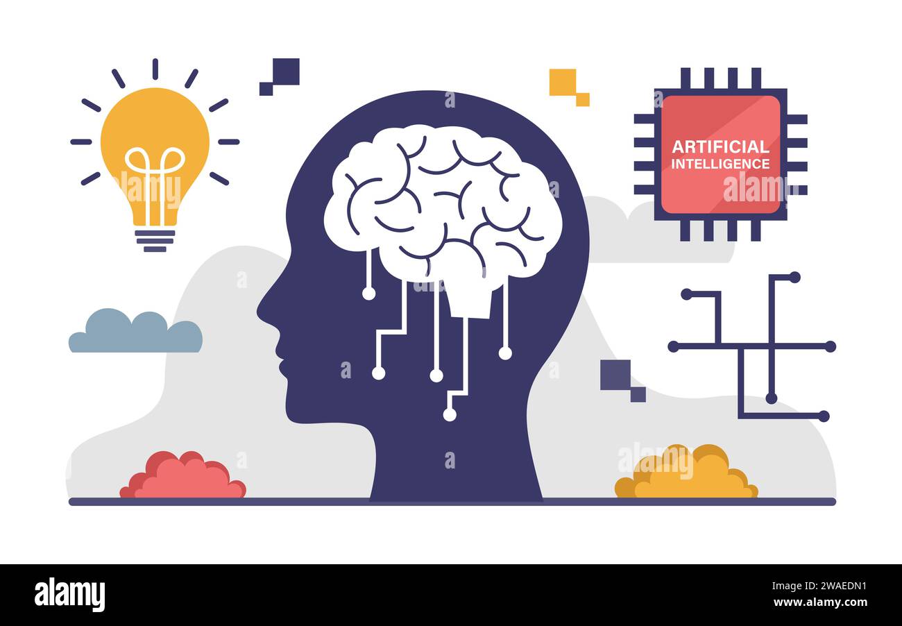 Artificial intelligence flat illustration Stock Vector Image & Art - Alamy