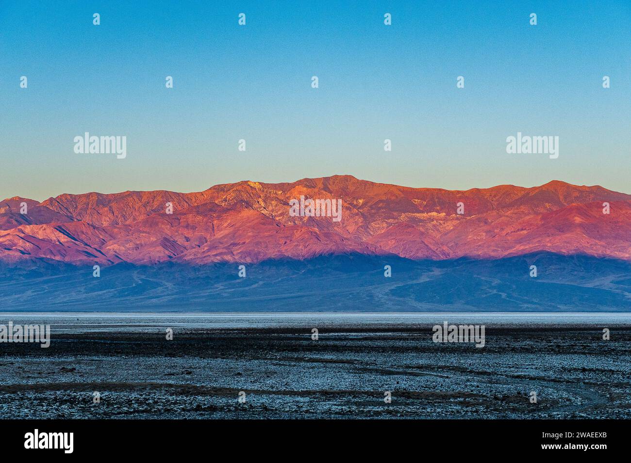 Dawn at Badwater Basin. Death Valley National Park in Mojave Desert ...