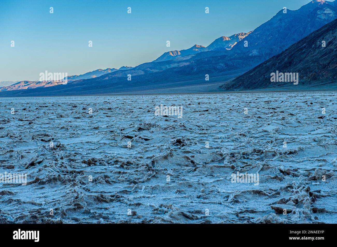 Dawn at Badwater Basin. Death Valley National Park in Mojave Desert ...