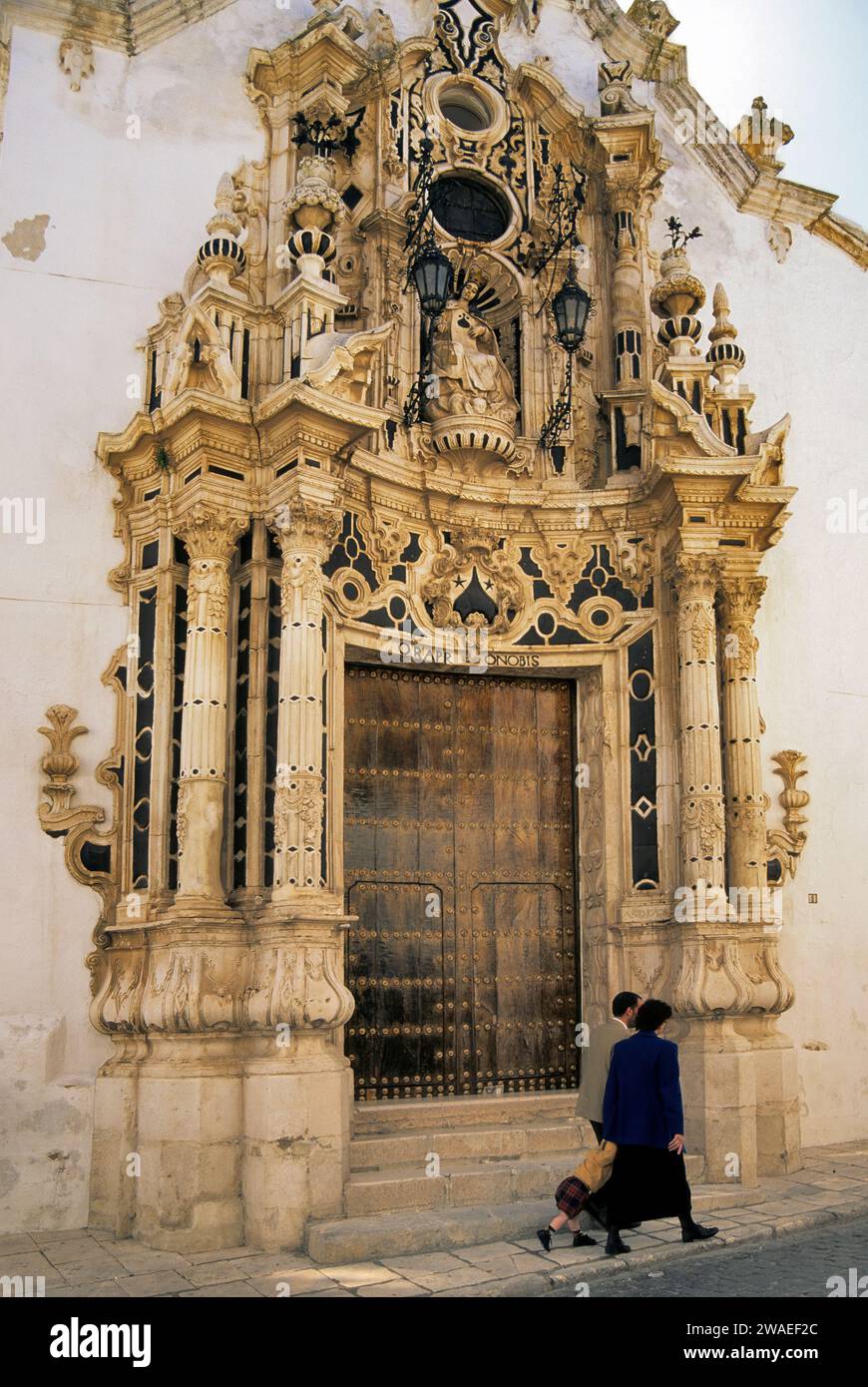 Portal at Church of El Carmen Baroque style, in Estepa , Andalusia, Spain Stock Photo