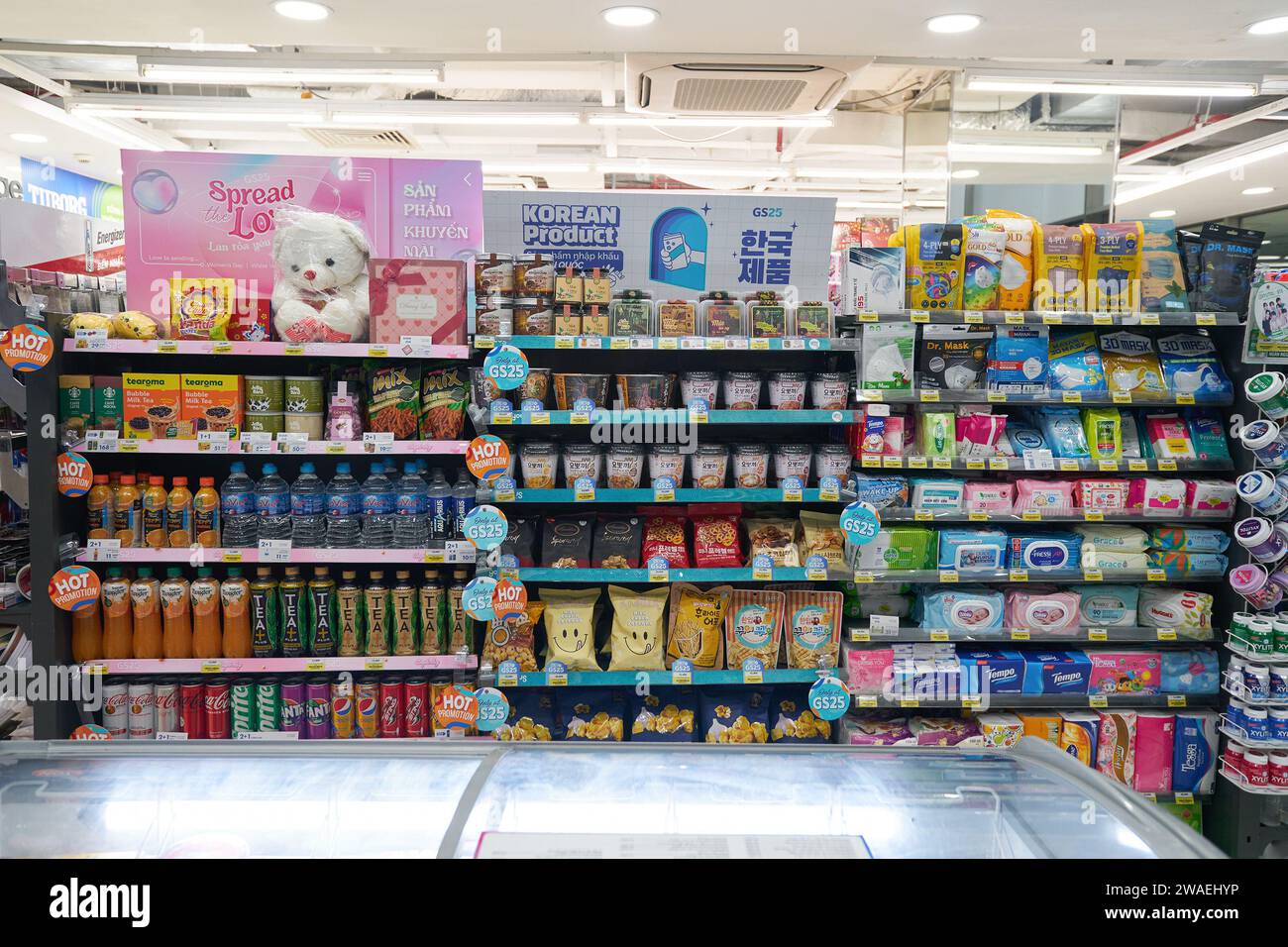 HO CHI MINH CITY, VIETNAM - MARCH 29, 2023: interior shot of GS25 store ...