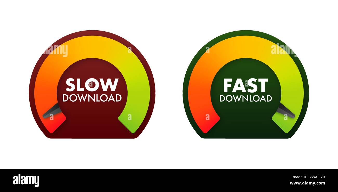 Speedometer Concept with Slow and Fast Download Indicators