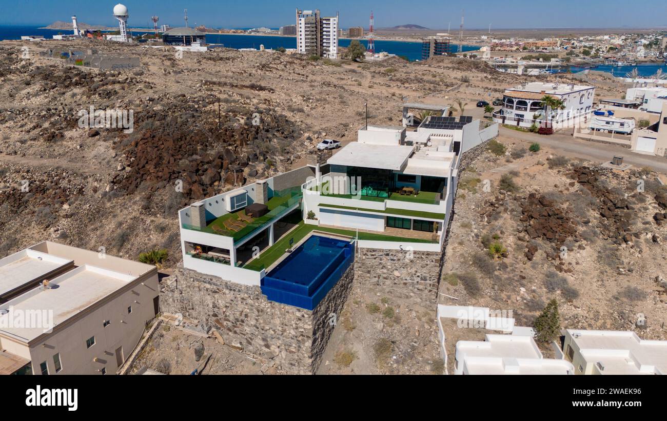 An aerial View of Houses overlooking the Sea of Cortez Puerto Penasco ...