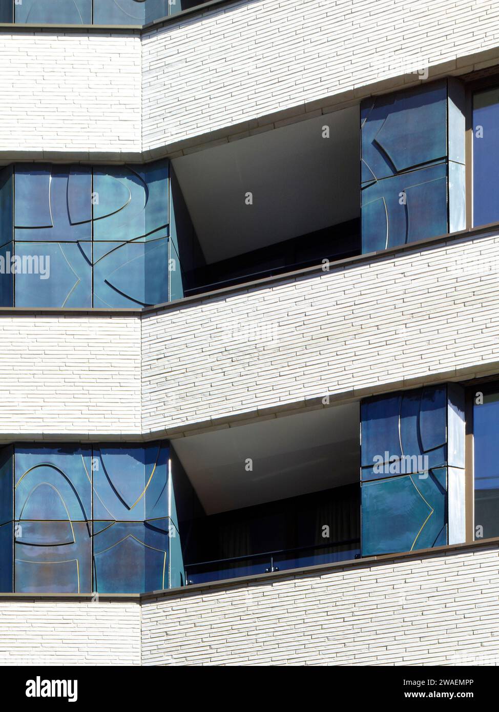 Brickwork, faience paneling and balconies. Westbourne House, London ...