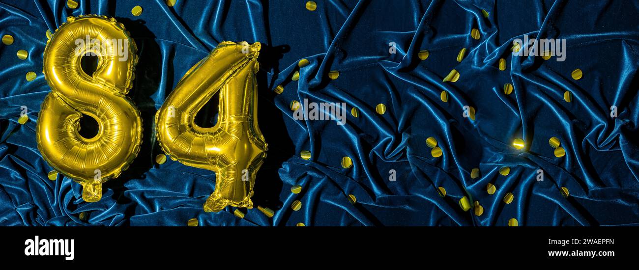 gold foil balloon number eighty four. Birthday or anniversary card with ...