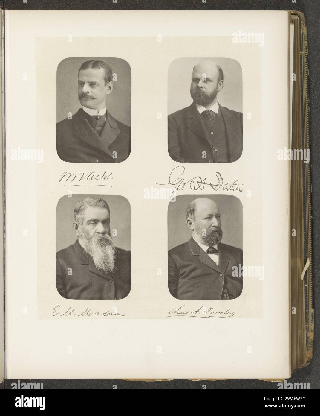 Portraits of four senate members of the state of New York, c. 1872 - in or before 1882 photomechanical print At the top left William Waldorf Astor, at the top right George H. Foster, bottom left Edward M. Madden, below Charles A. Fowler. United States of America paper collotype historical persons (portraits and scenes from the life) (+ head (and shoulders) (portrait)) Stock Photo
