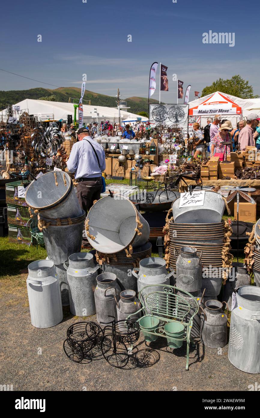 UK, England, Worcestershire, Malvern Wells, Royal 3 Counties Show, stall selling reproduction galvanised agricultural products Stock Photo
