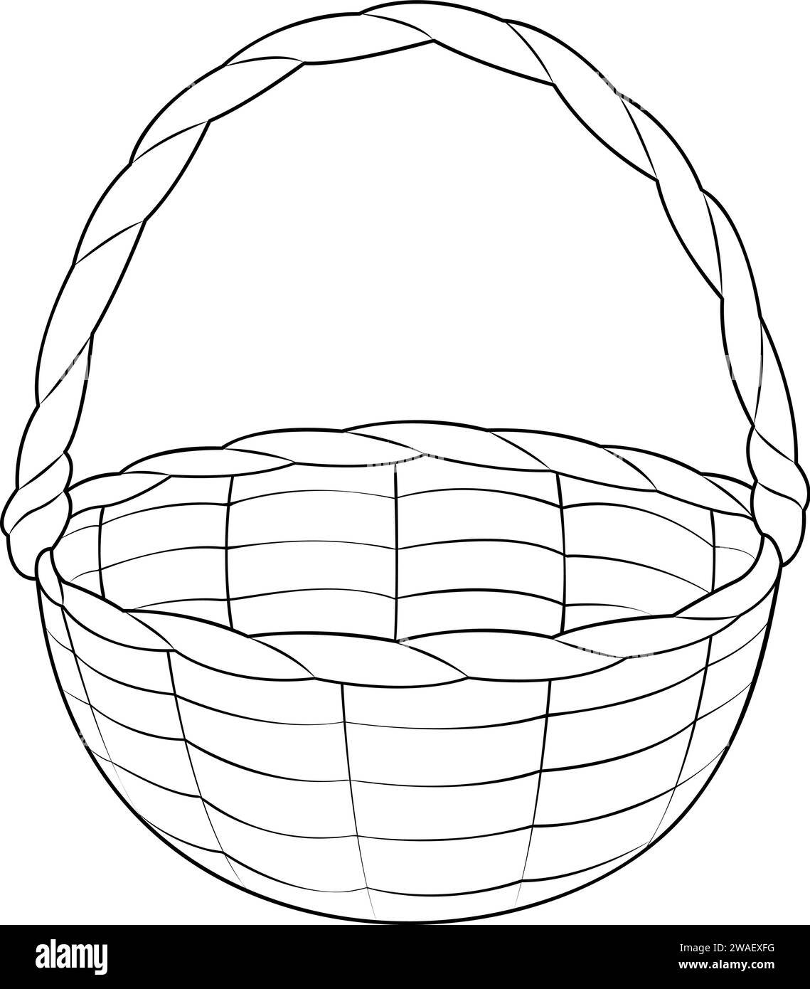 Empty wicker basket. Basket vector icon.Black and white isolated on