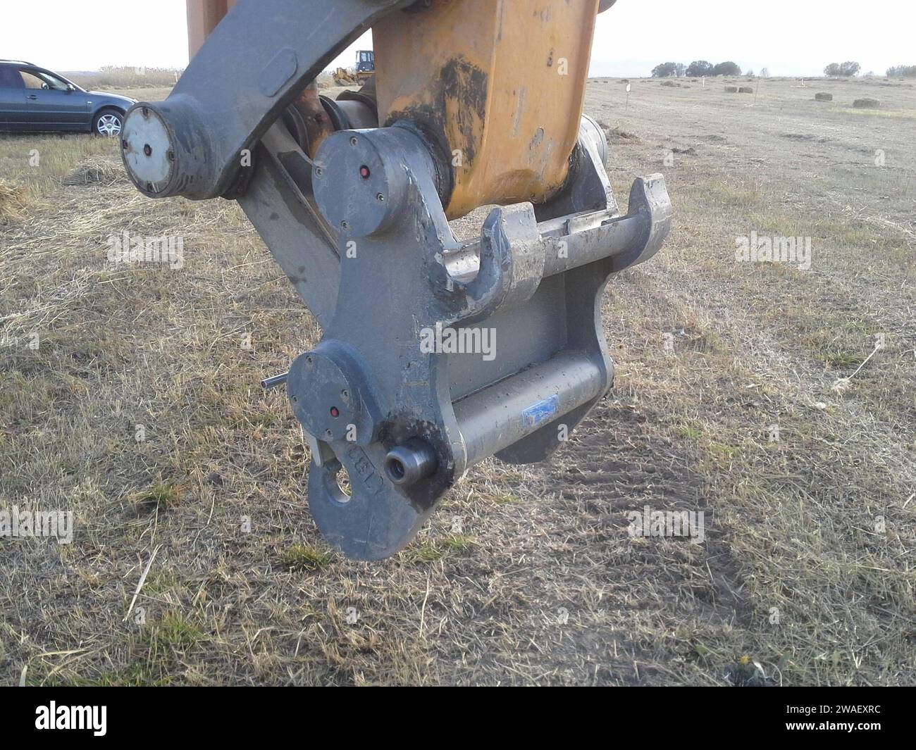 earthworks with an excavator in civil engineering on a construction ...