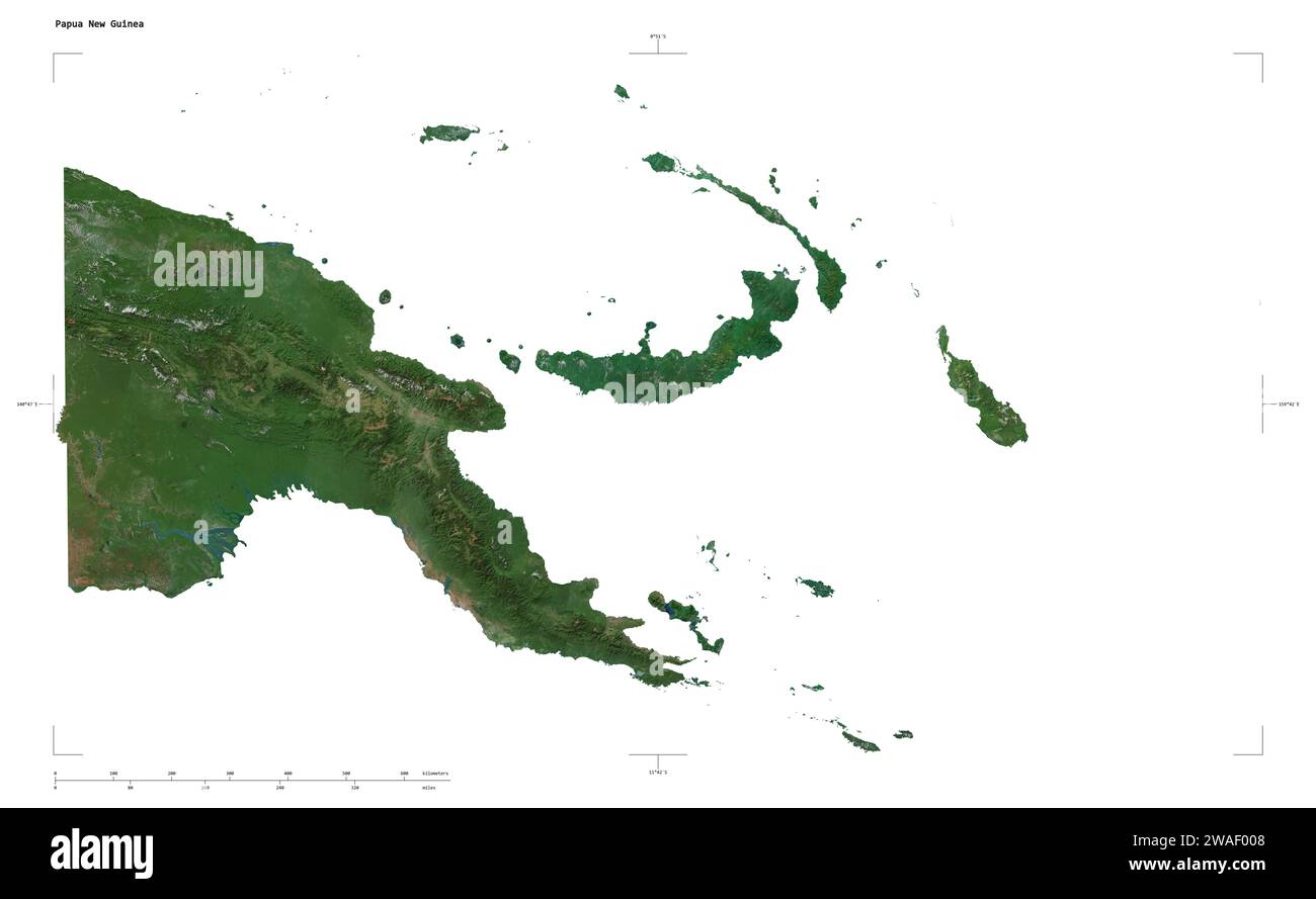 Shape Of A High Resolution Satellite Map Of The Papua New Guinea With