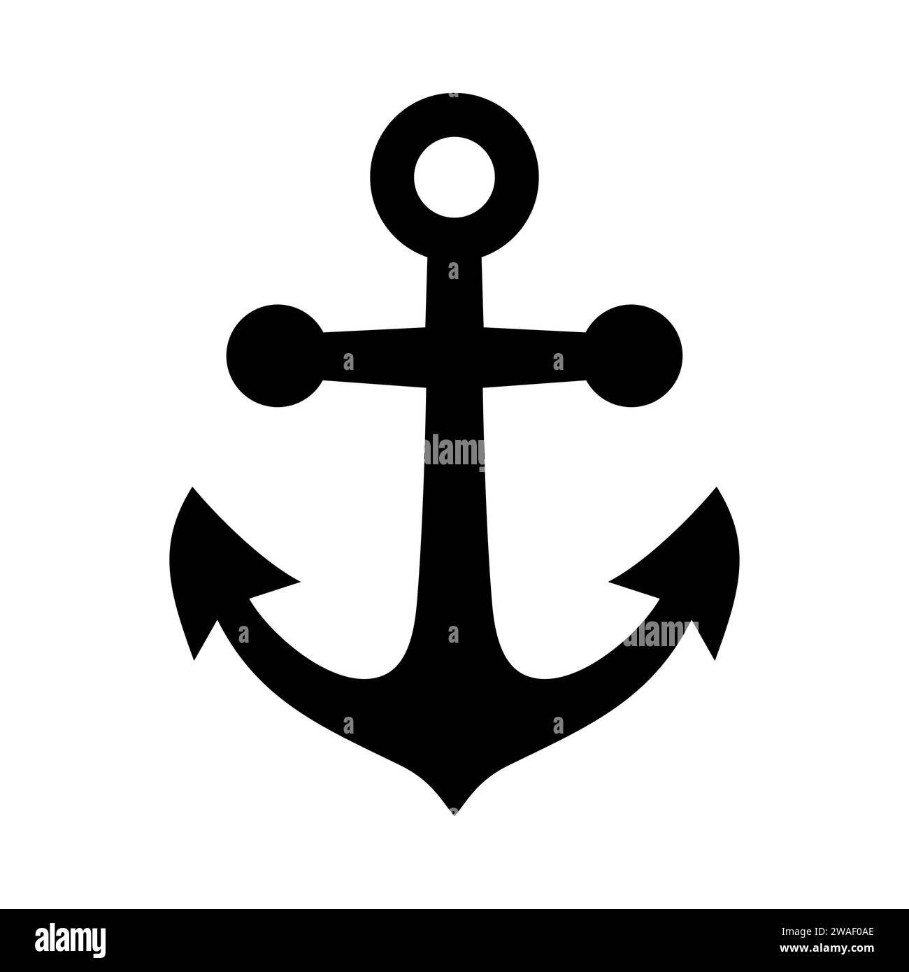 Anchor black icon. Silhouette marine equipment. Nautical vessel mooring ...