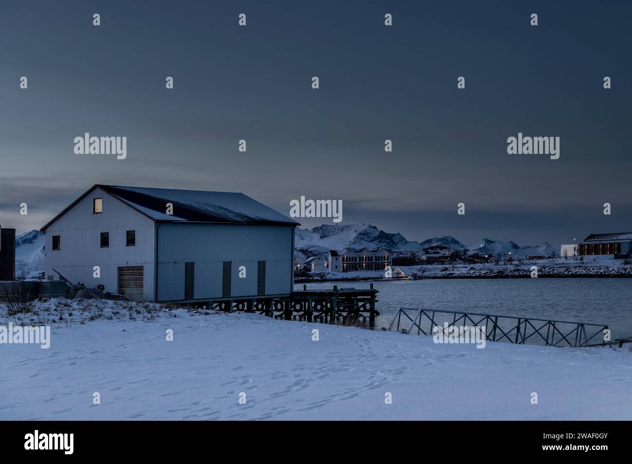 Houses on Sommaroy Island, Norway. Stock Photo
