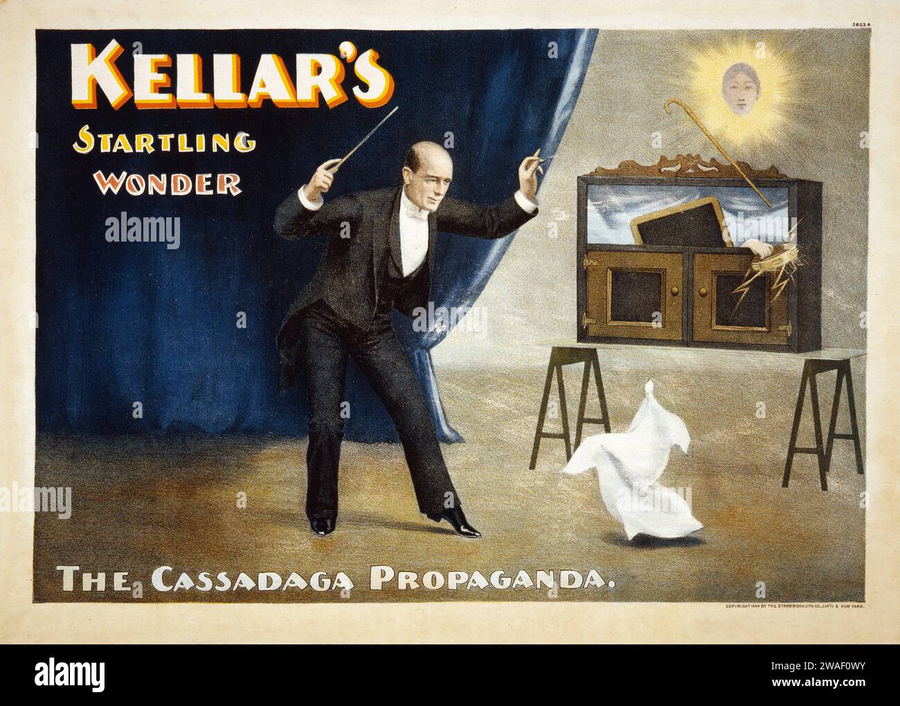 Kellar's startling wonder, Magic Show Poster c 1894. 'The Cassadaga Propaganda' Stock Photo