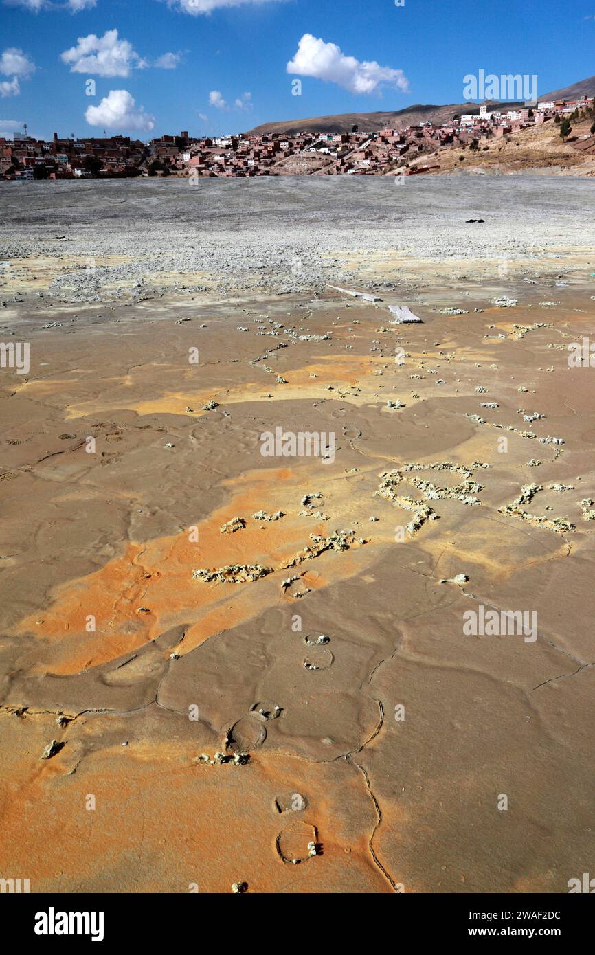 Tailings waste from nearby mines on outskirts of city of Potosi, Bolivia Stock Photo