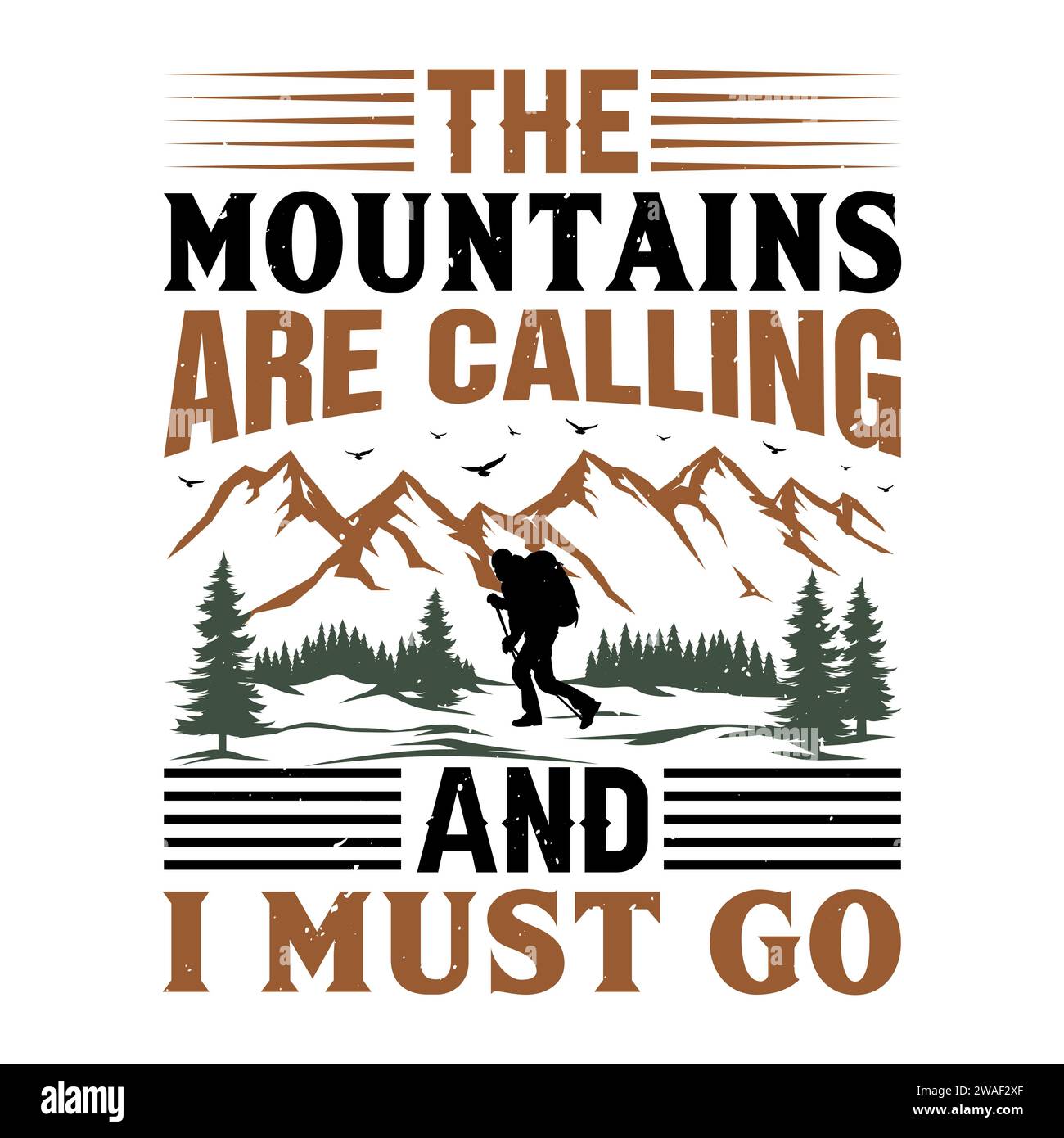Hiking T-Shirt Design Stock Vector