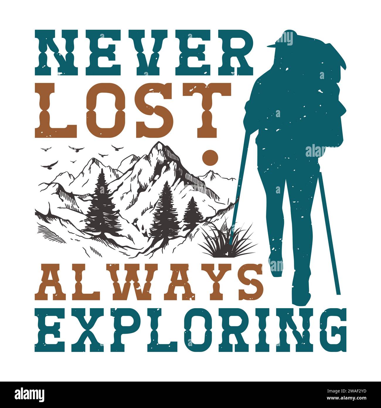 Hiking T-Shirt Design Stock Vector