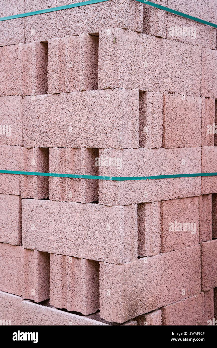 Cement blocks stacked before being used. Close up Stock Photo Alamy