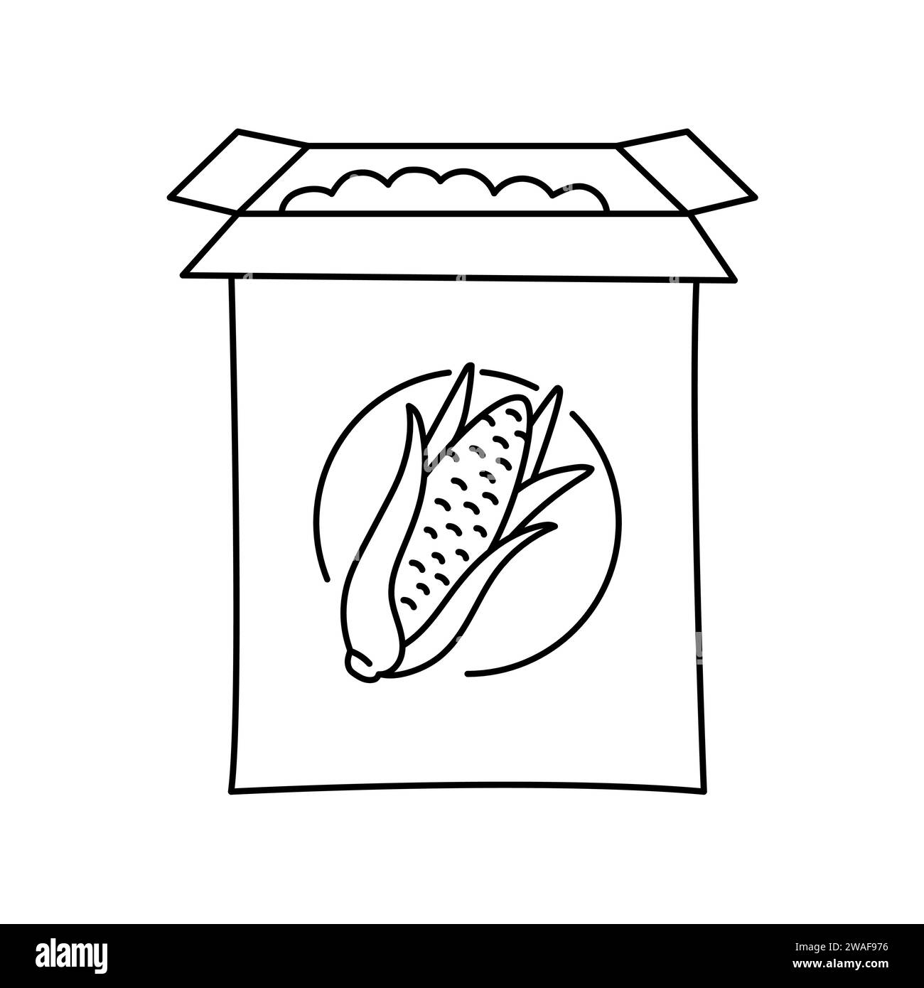 Hand drawn breakfast cereal color element. Cartoon Ultra processed food ...