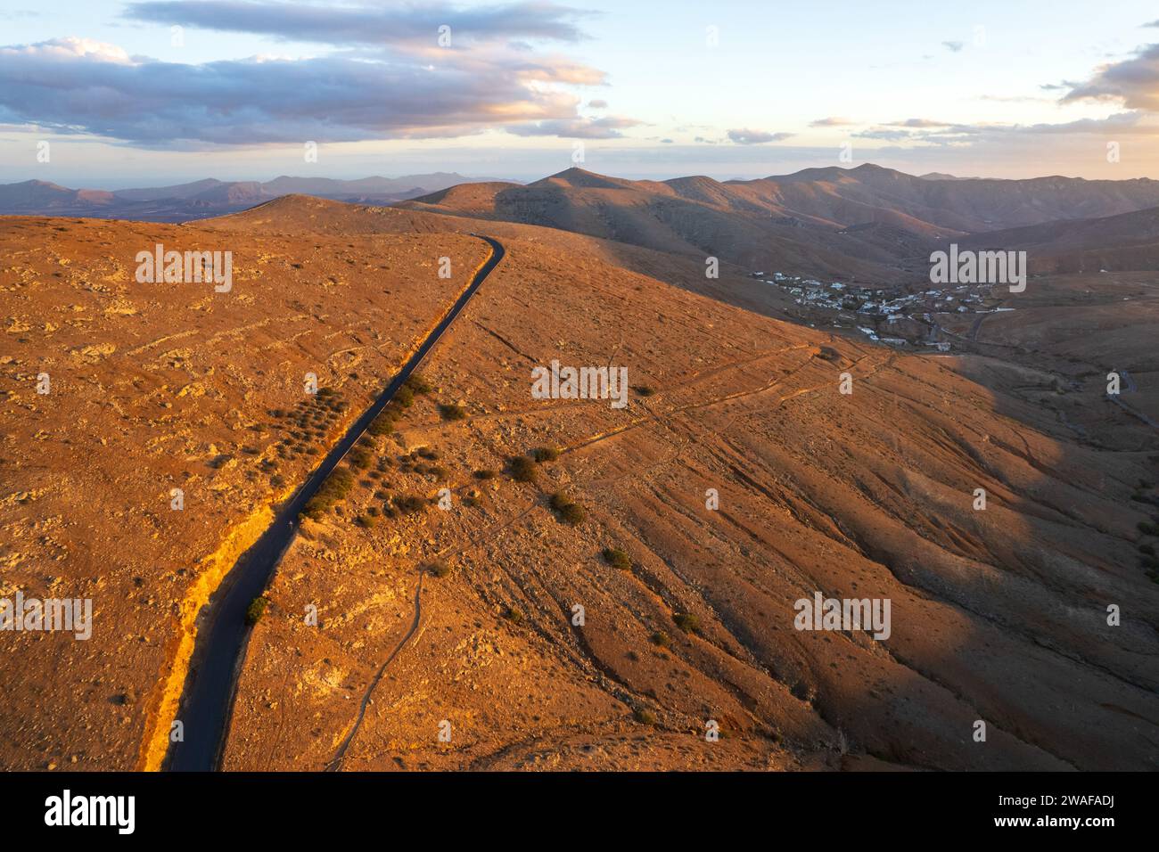 Aerial view of mountains on Fuerteventura in Spain Stock Photo