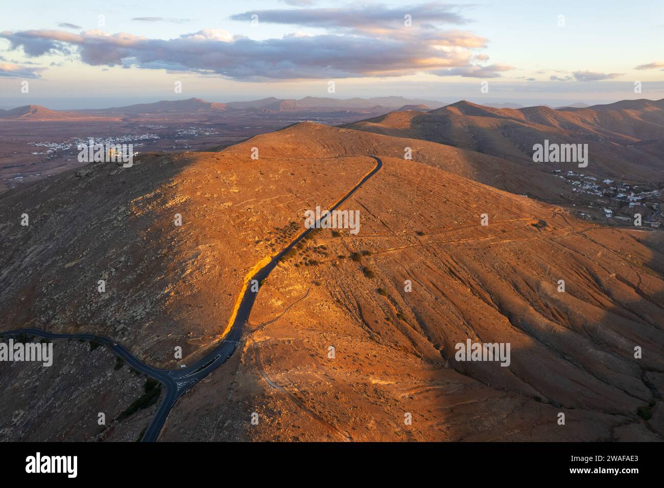 Aerial view of mountains on Fuerteventura in Spain Stock Photo