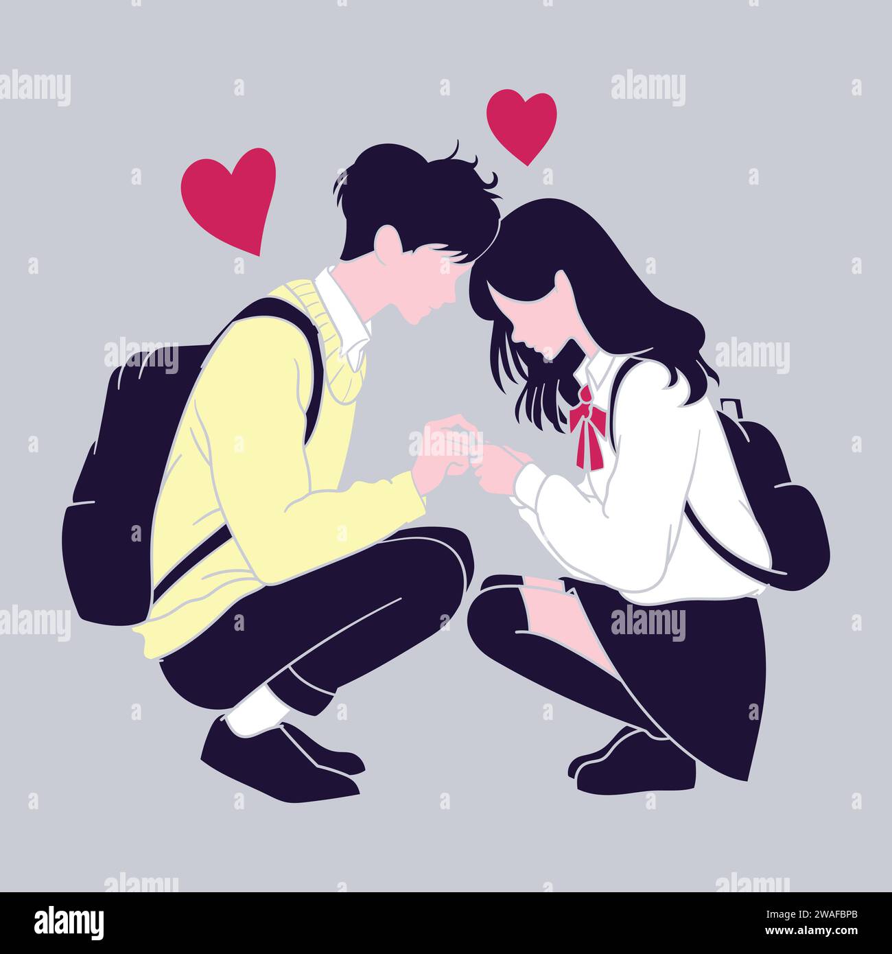 Romantic couples isolated on white background, portraits of man and woman in love hugging, cuddling and kissing. Hand drawn vector illustration for Va Stock Vector