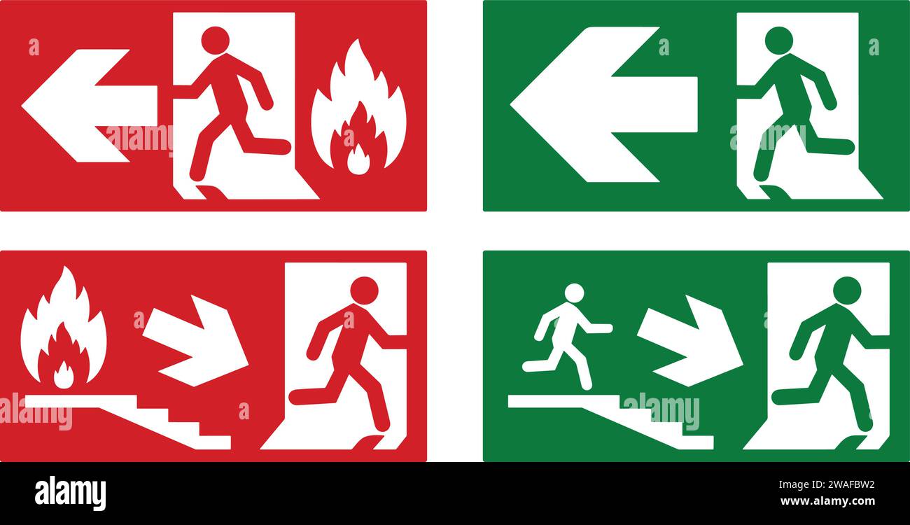 Emergency indicator Arrow vector Emergency exit downstairs Green