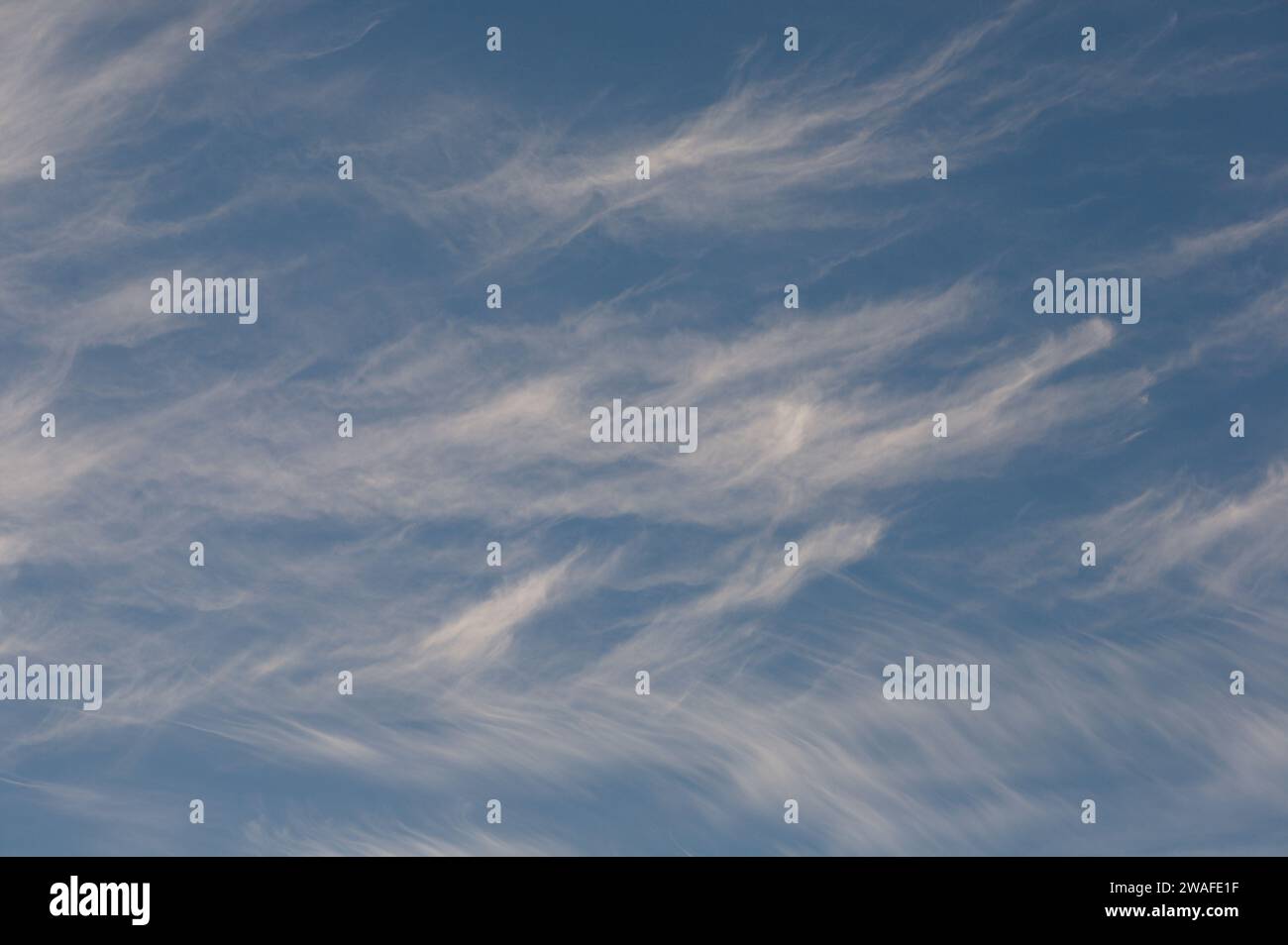 Pattern of cirrostratus clouds high above South Wales Stock Photo