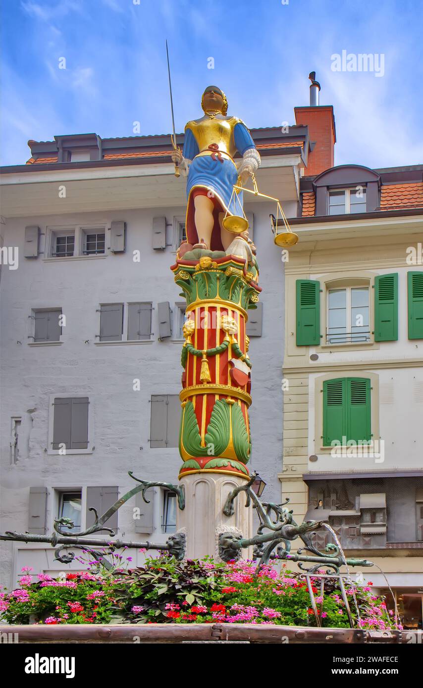 Fontaine de la Justice Lausanne,Switzerland,Europe Stock Photo Alamy