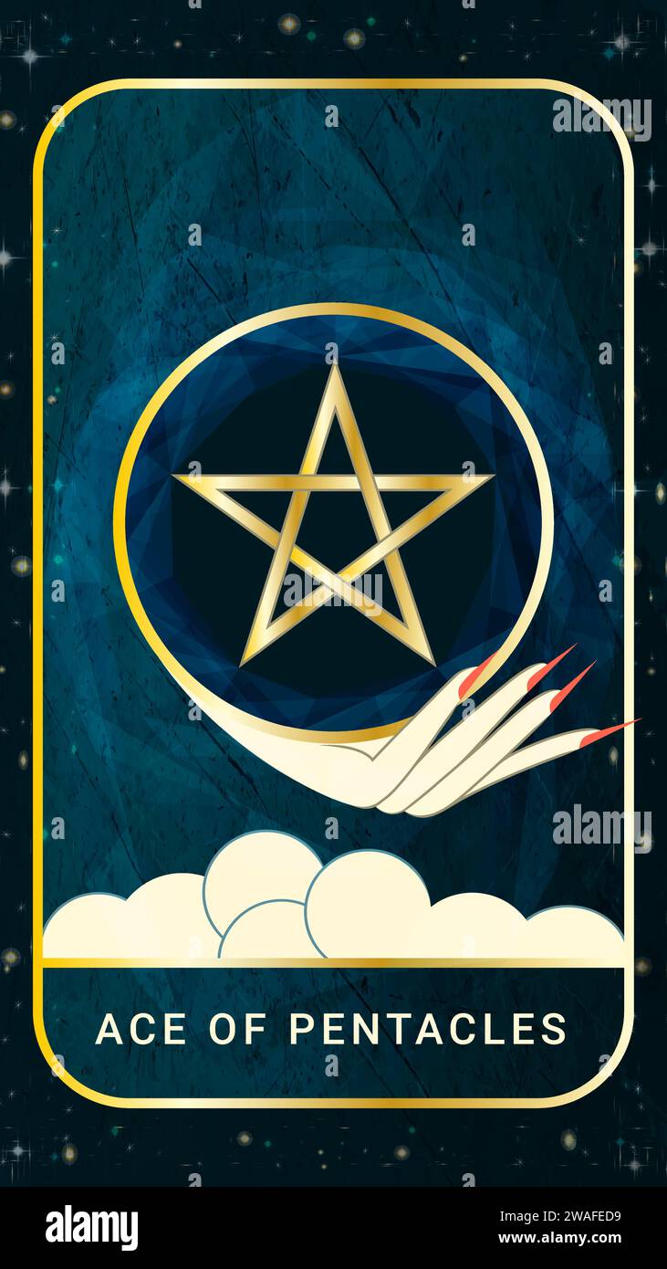 Ace of Pentacles. Template for stories on social networks. Wallpaper for your mobile phone. Stock Vector