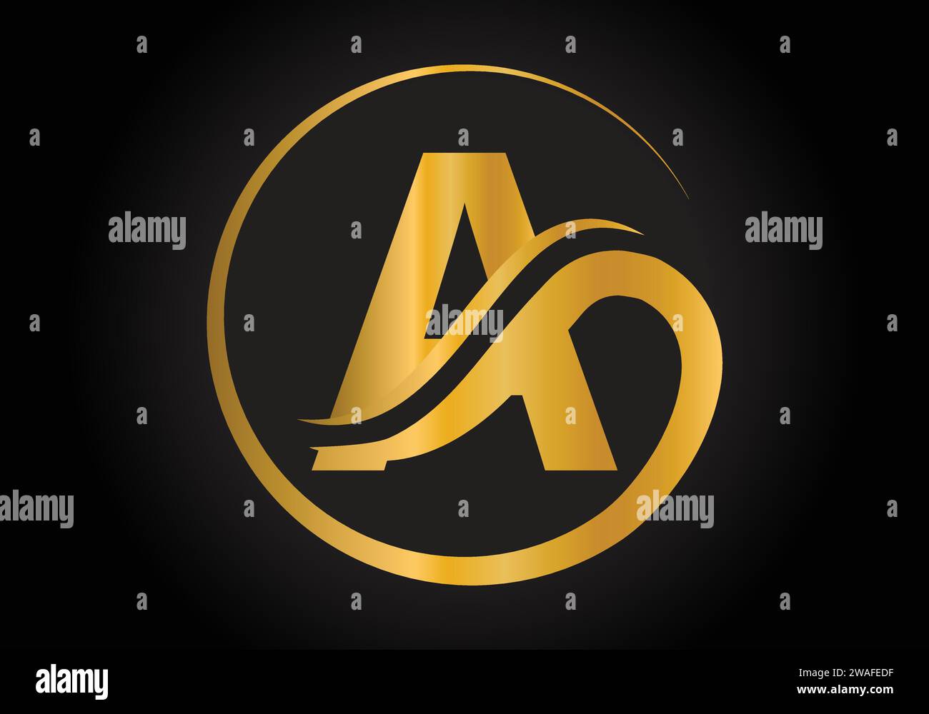 A Letter Logo with Golden Luxury Color and Monogram Design Vector ...