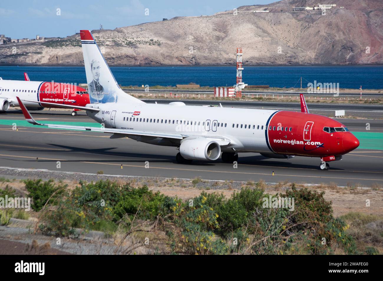 Boeing 737 airliner of the Norwegian Air Sweden airline Stock Photo