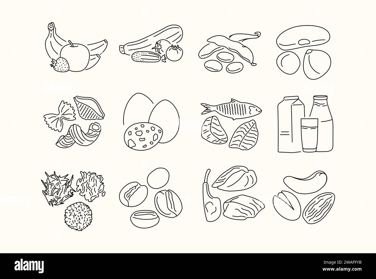 Hand drawn cartoon unprocessed food color element. Isolated vector illustration. Stock Vector
