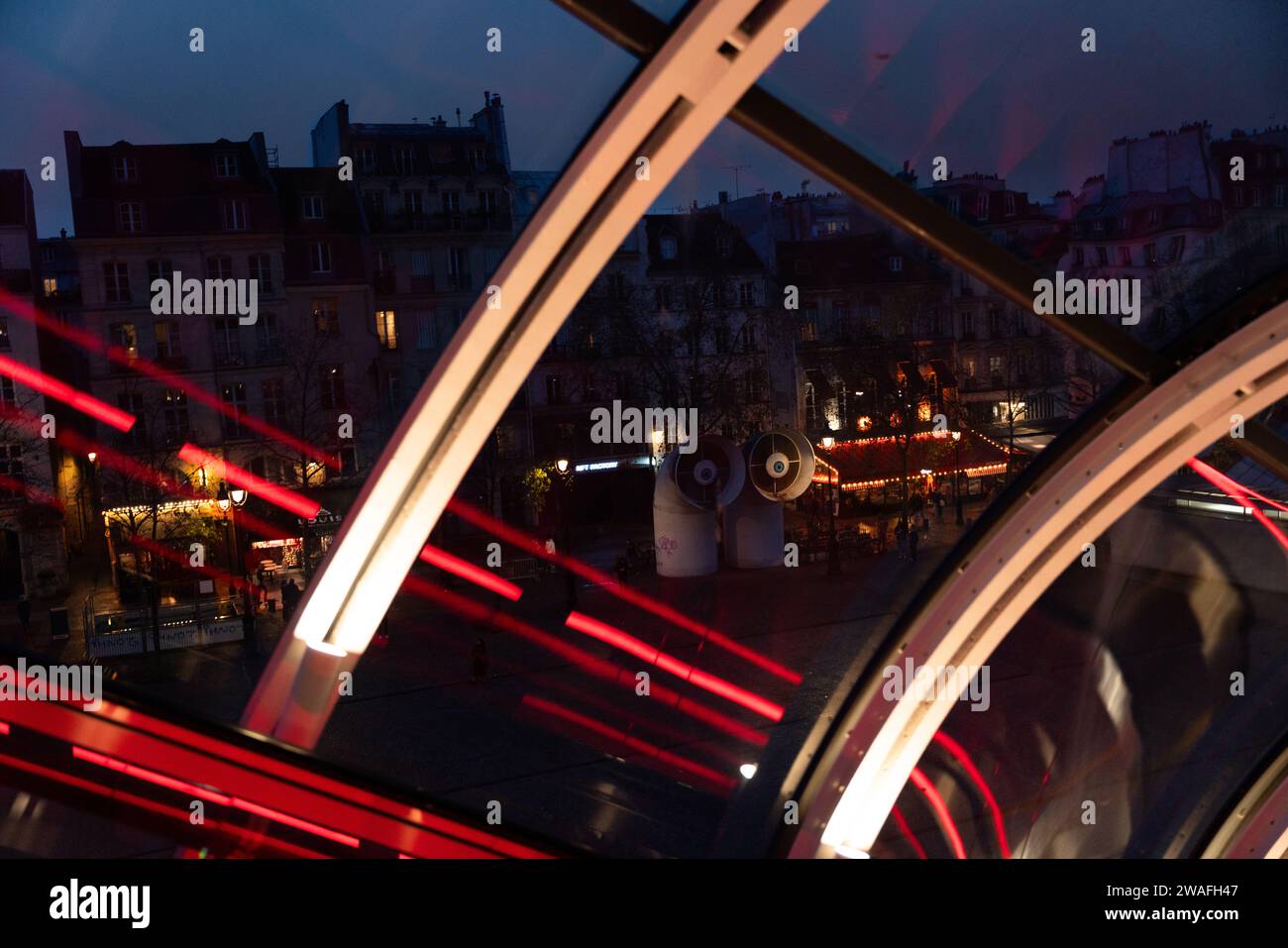 Vue depuis le 4ème étage du centre Georges Pompidou, à Paris. Paris, France; le 10 décembre 2023. (Photo Grégoire Campione) Stock Photo