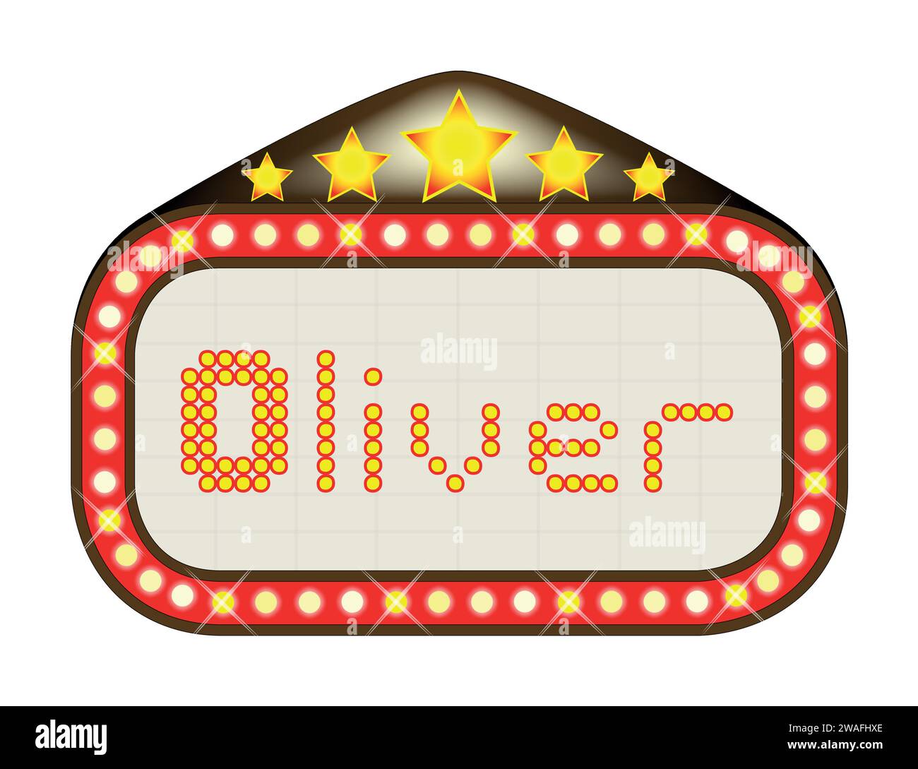 A Name movie theatre or theatre marquee with the text Oliver Stock Vector