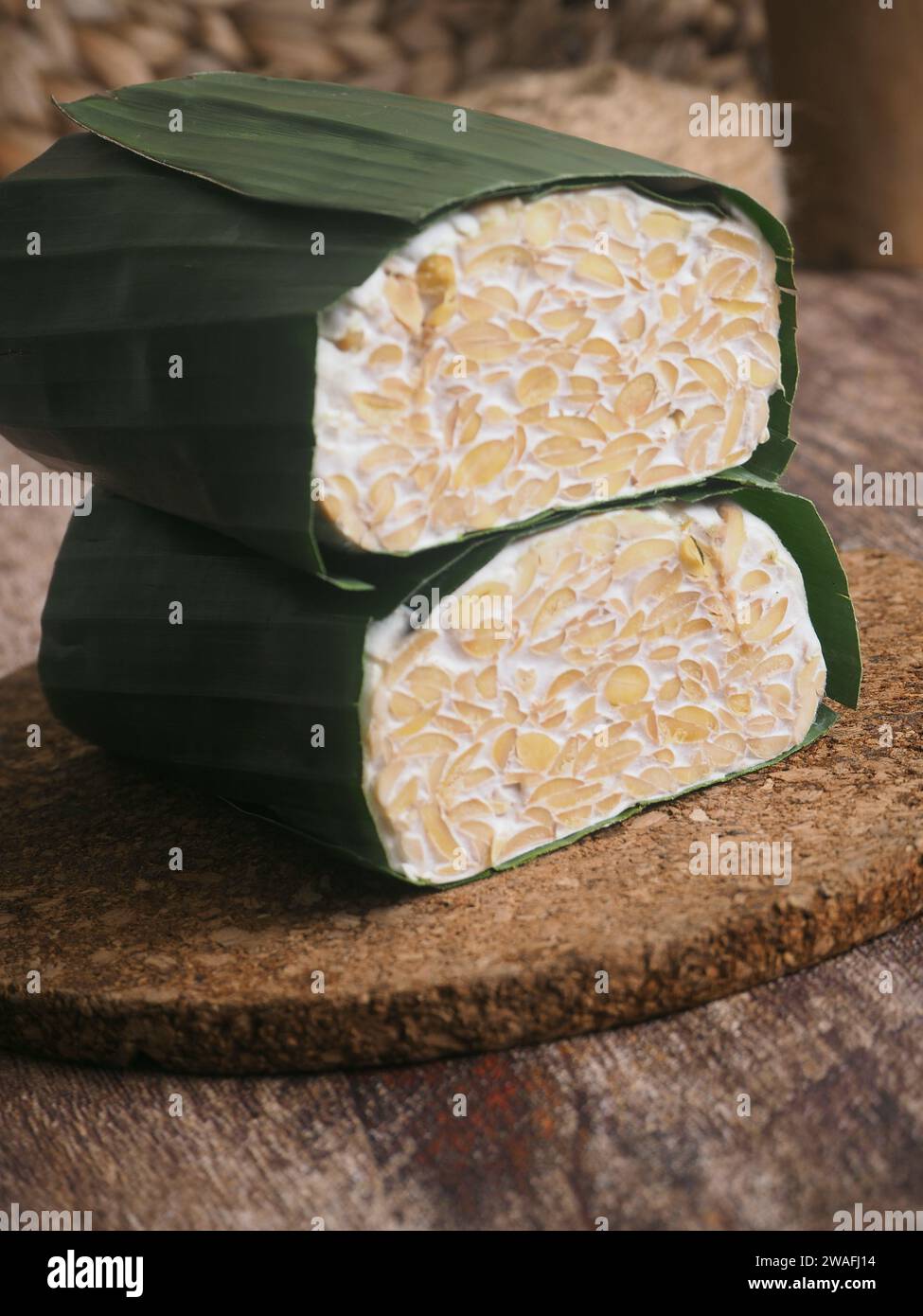 Raw Tempeh Wrapped In Banana Leaves Indonesian Traditional Food
