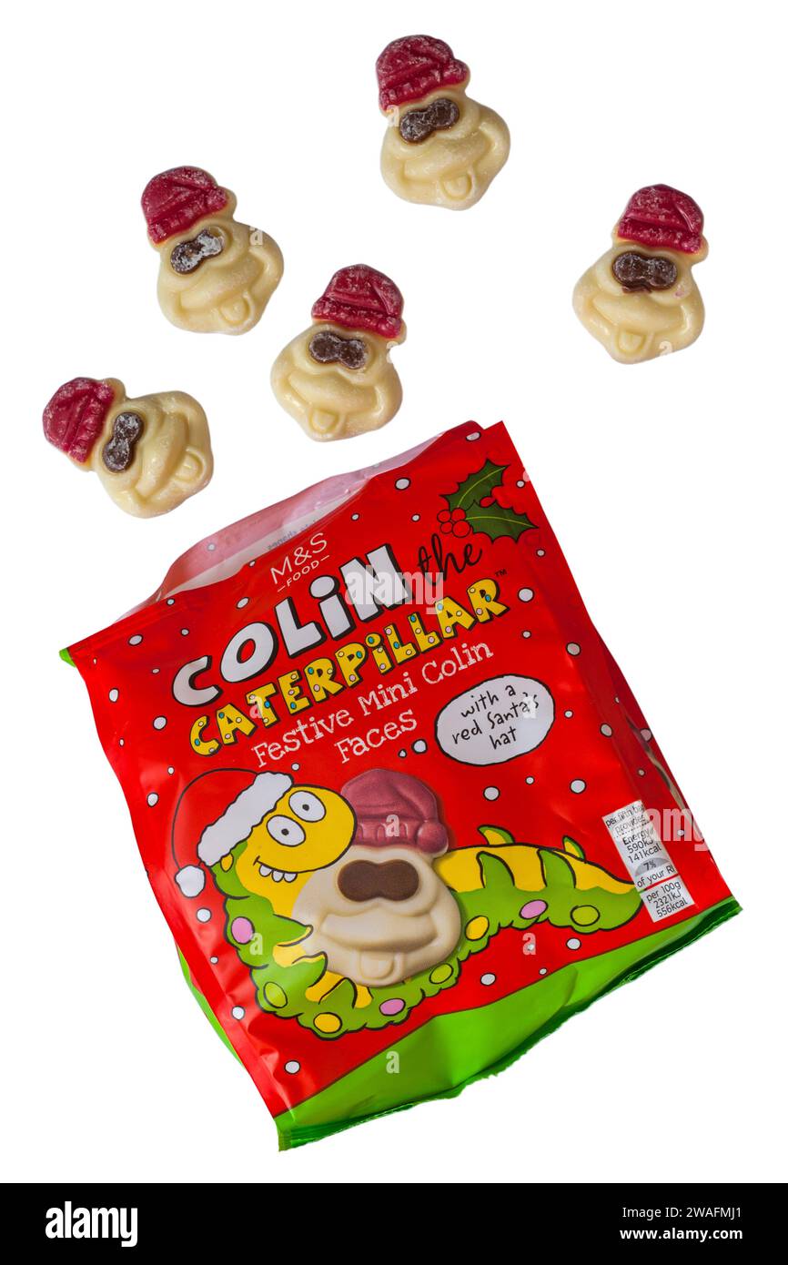 Colin the Caterpillar festive mini Colin faces with a red Santa's hat