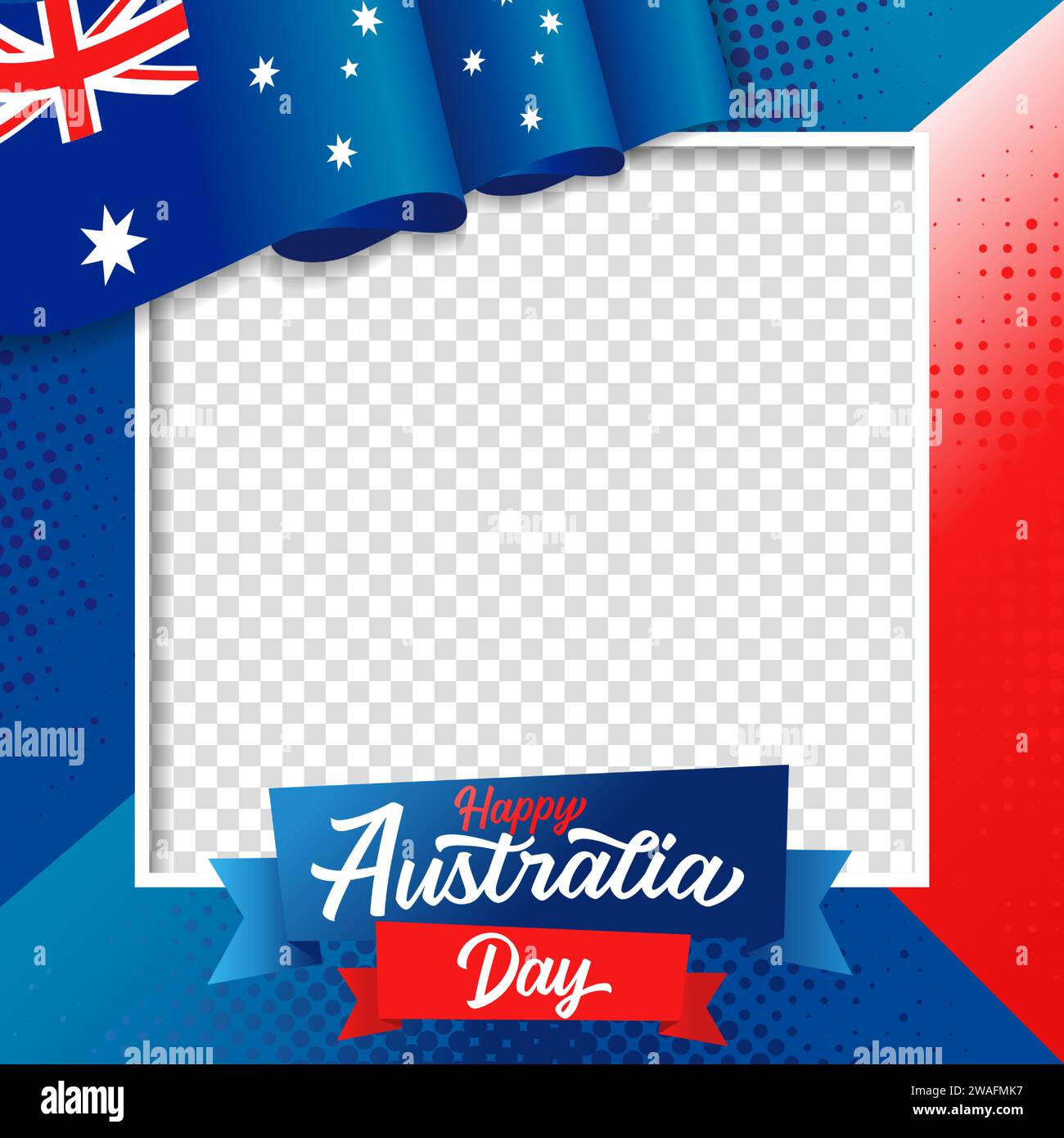 Happy Australia Day frame decoration with 3d flag for social media