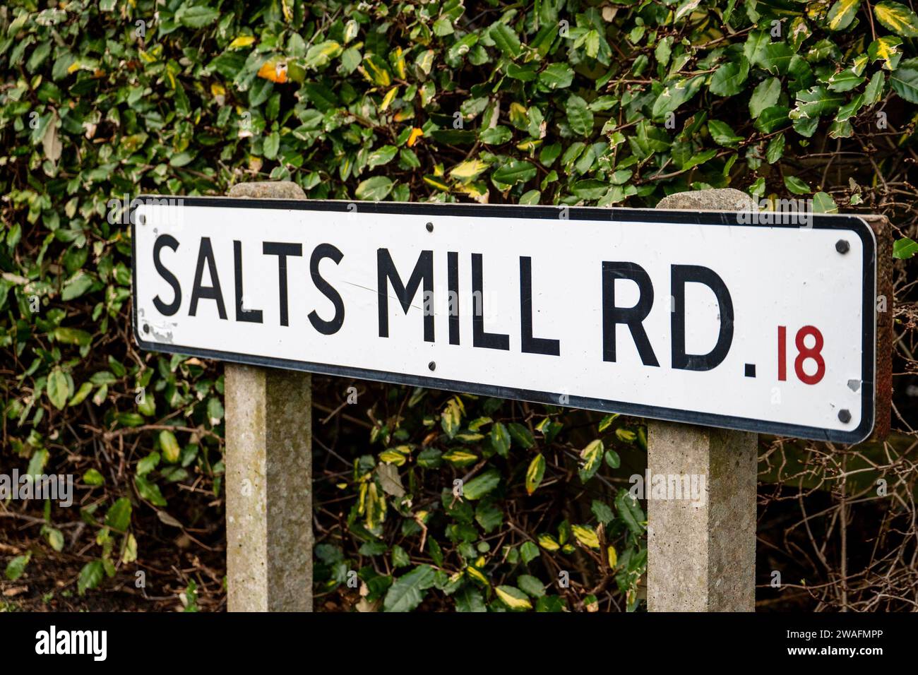 Salts Mill Road street name sign in Saltaire, Bradford Stock Photo Alamy