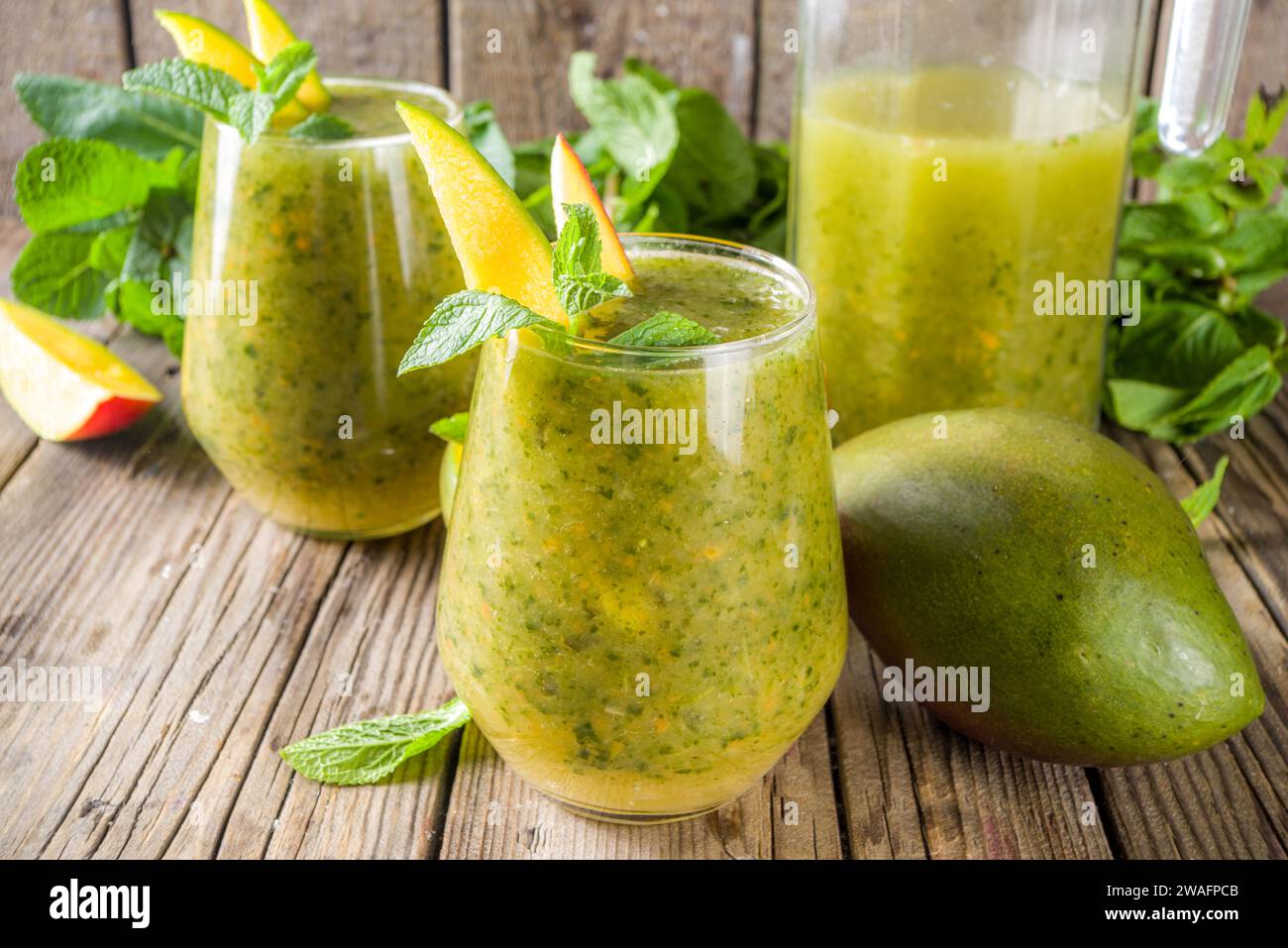 Summer unusual refreshing drink. Indian traditional salted lemonade aam panna (aam panha