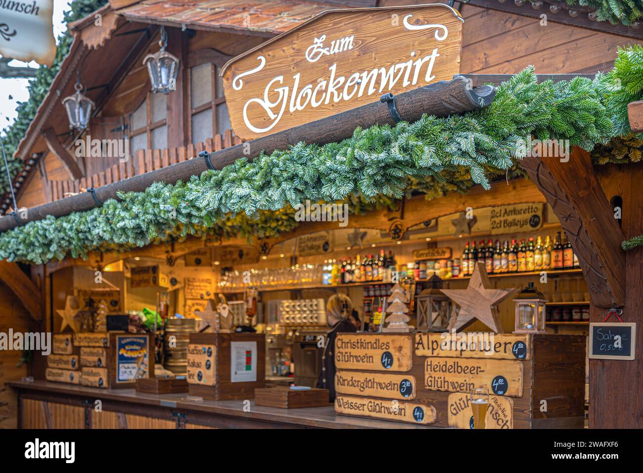 ERLANGEN, GERMANY - DECEMBER 15, 2023: Christmas Market (german:Weihnachtsmarkt) and Advent Feast in Schloßplatz (Schloß square), in center of city. M Stock Photo