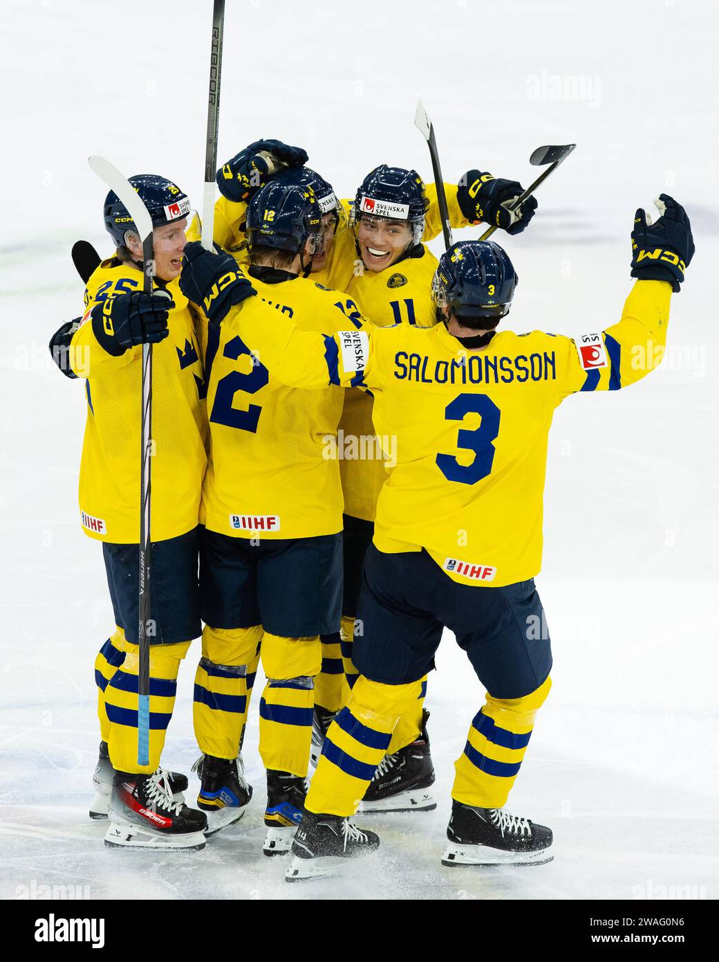 Axel SandinPellikka of, Sweden. , . celebrates with Noah Östlund, Otto